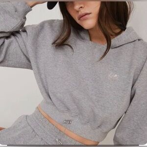 For love & lemons Gray Cropped Hoodie Sweater